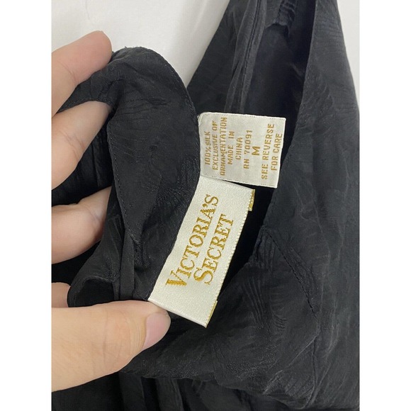 Vintage Victoria's Secret Gold Label Women's Sz M Black Silk Slip Dress Nightie - Picture 3 of 5